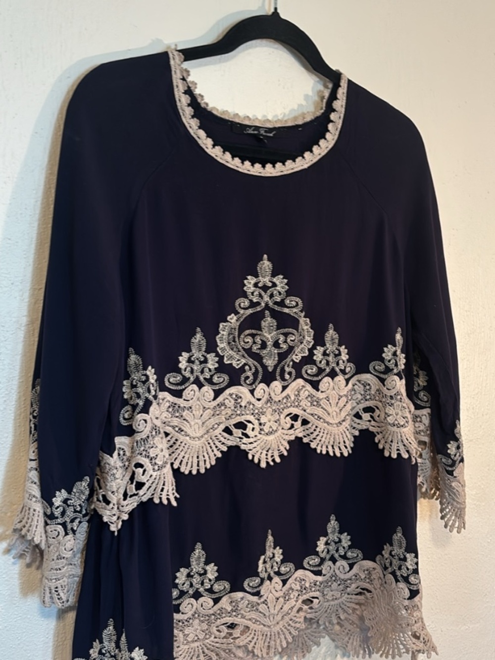Anne French Lacey Navy Top Medium